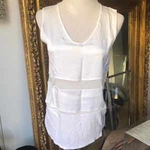 Helmut Lang White Sheer Panel Sleeveless Top MK